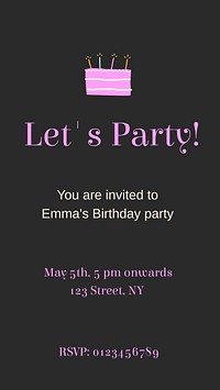 Lets party Instagram story template