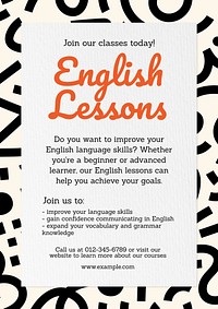 English lessons poster template