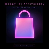 Happy first anniversary Instagram post template social media ad