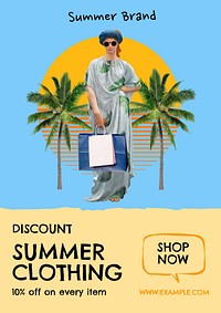 Summer clothing discount poster template  
