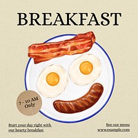 Breakfast restaurant ads  Instagram post template
