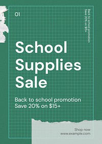 School supplies sale poster template