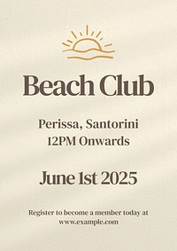 Beach club poster template and design