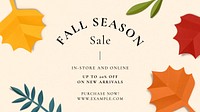 Fall season promotion blog banner template