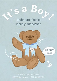 Boy baby shower  poster template and design