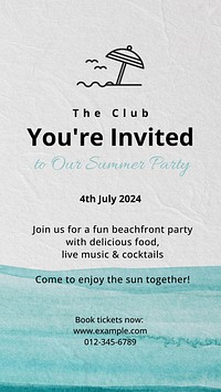 Summer party invitation social story template
