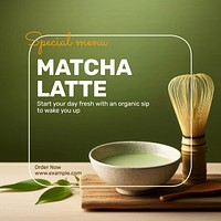 Matcha latte Facebook post template