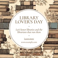 Library lover's day Instagram post template