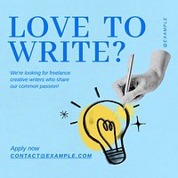 Creative writer hiring Instagram post template