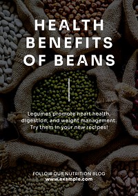 Health benefits of beans poster template