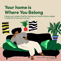 Home interior design Instagram post template