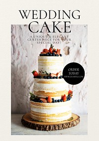 Wedding cake poster template and design