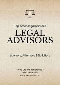 Legal advisors poster template