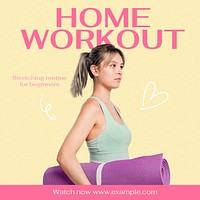 Home workout Instagram post template