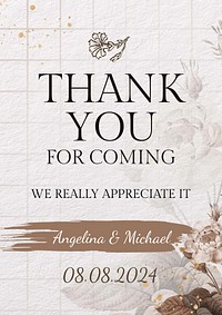 Wedding thank you poster template
