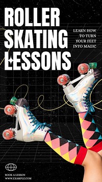 Roller skating lessons Facebook story template  