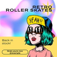 Retro roller skates Instagram post template