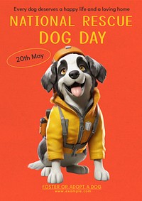 Rescue dog day poster template
