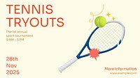 Tennis tryouts blog banner template