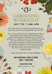 Gardening workshop poster template  
