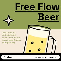 Free flow beer Facebook post template