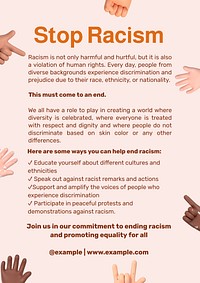 Stop racism poster template and design
