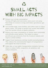 Small acts with big impacts poster template and design