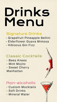 Drinks menu Instagram story template