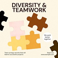 Diversity work teamwork Instagram post template