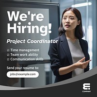 Project coordinator job Instagram post template