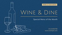 Wine  dine blog banner template