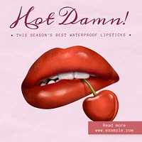 Hot damn lipstick Instagram post template