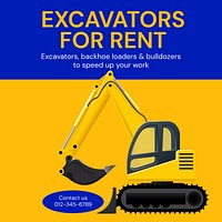 Excavator  heavy equipment Instagram post template