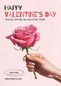 Valentines day sale poster template