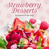 Strawberry desserts Instagram post template