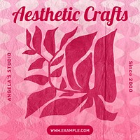 Aesthetic crafts studio Instagram post template