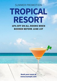 Tropical resort poster template
