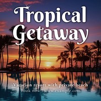 Tropical getaway Facebook post template