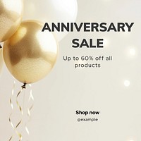 Anniversary sale Facebook post template