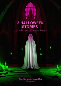 Halloween stories poster template