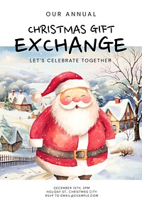 Christmas gift exchange poster template