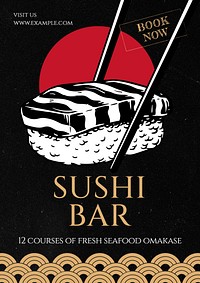 Sushi bar poster template and design