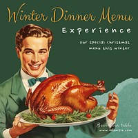 Winter dinner menu Facebook post template