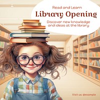Library open Facebook post template
