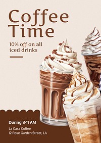 Coffee shop promotion poster template