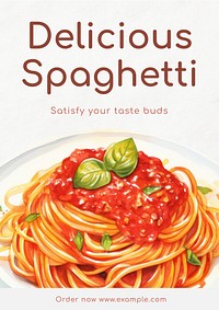 Delicious spaghetti  poster template