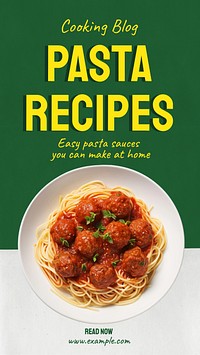 Pasta recipe Instagram story template, editable social media design
