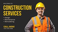 Construction service blog banner template
