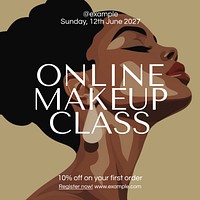 Online makeup class Facebook post template