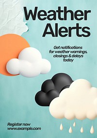 Weather alerts poster template and design
